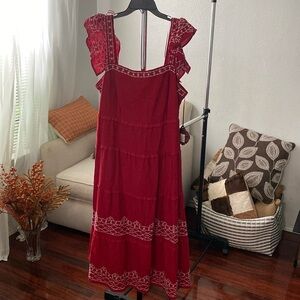 NEW Knox Rose Ruffle Short Sleeve Embroidered Tiered A-Line Dress ( I - 16 )